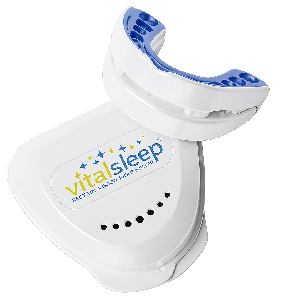 VitalSleep anti-snoring mouthpiece with its travel case