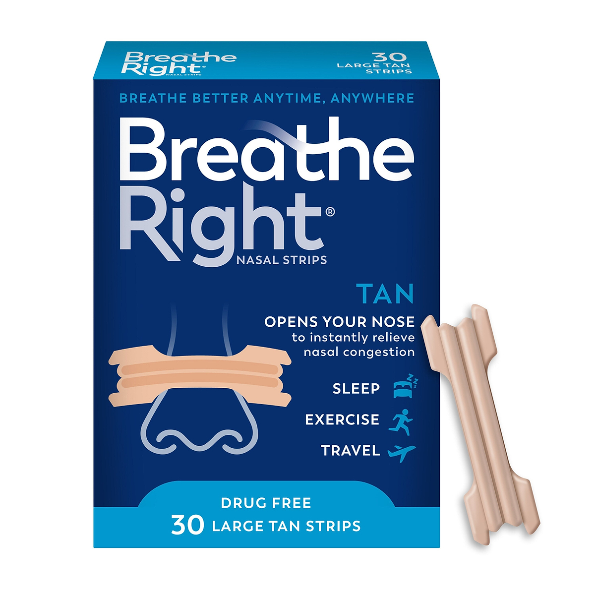 Best Nasal Strips for Snoring: What Works, What Doesn't and What Actually Stops the Noise - Breathe Right nasal strips box image.