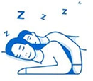 Couple sleeping peacefully on their sides with Zs above them