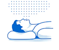 Man sleeping soundly with clear airflow after using anti-snoring mouthpiece.