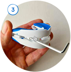 Graphic showing step 3 in adjusting a snoring device to fit perfectly and help reduce snoring effectively
