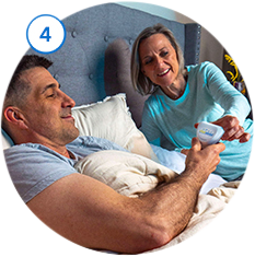 Illustration of the final step in using a snoring device, where you wear it to bed for a peaceful night's sleep