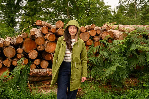 Isobel insulated waterproof coat in sea kelp colour