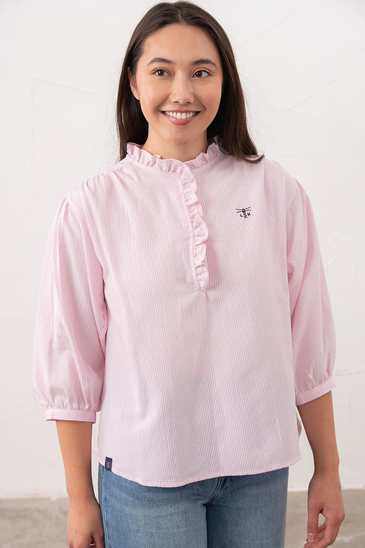 Thea Cotton Blouse - Pink Stripe - Lighthouse