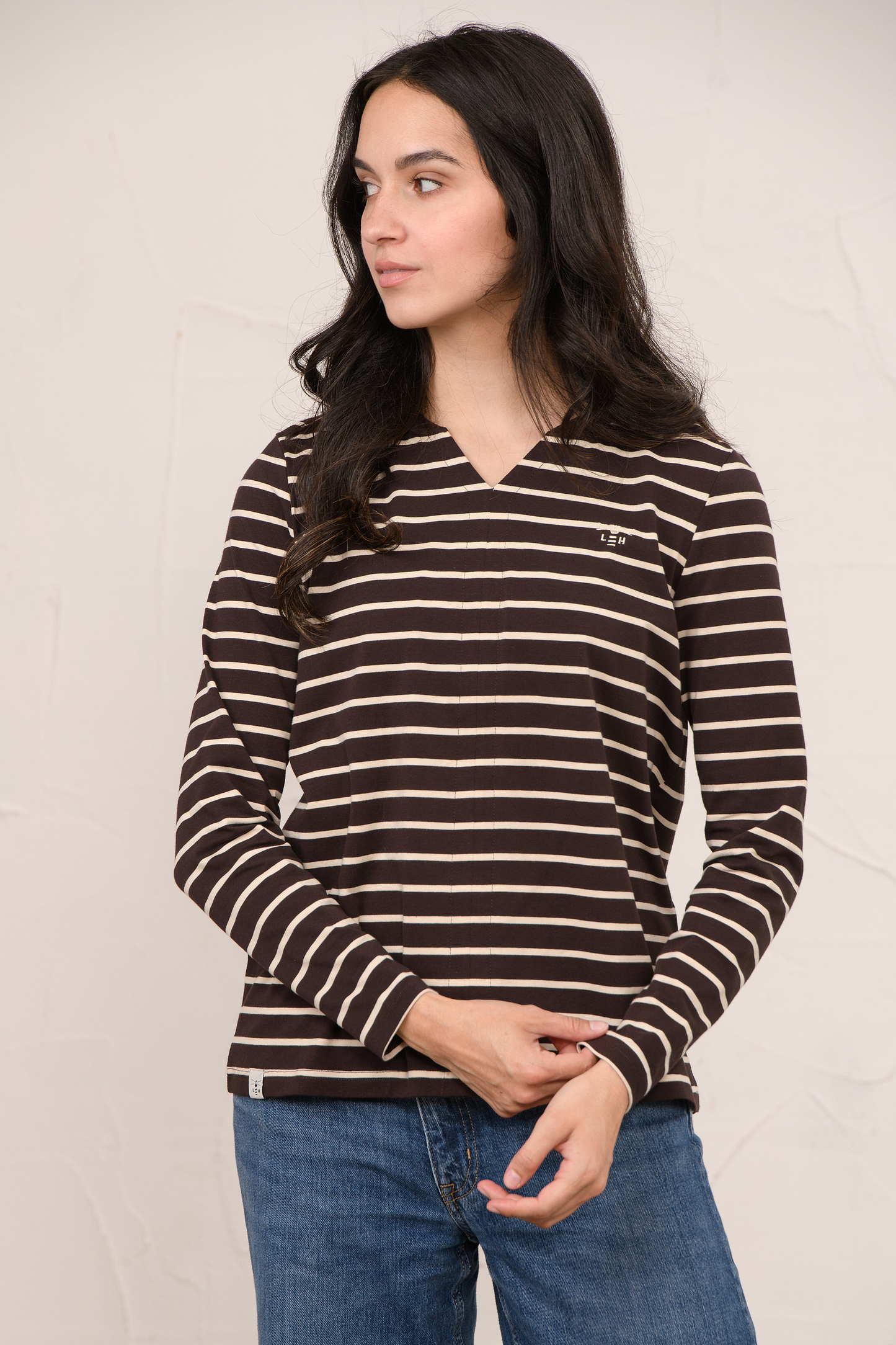 Sorcha Top - Cocoa Cream Stripe