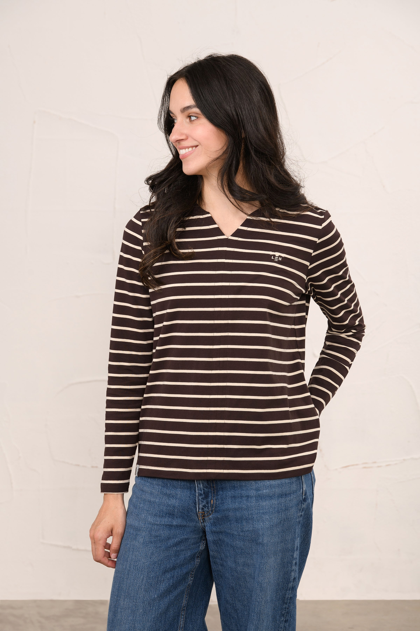Sorcha Top - Cocoa Cream Stripe