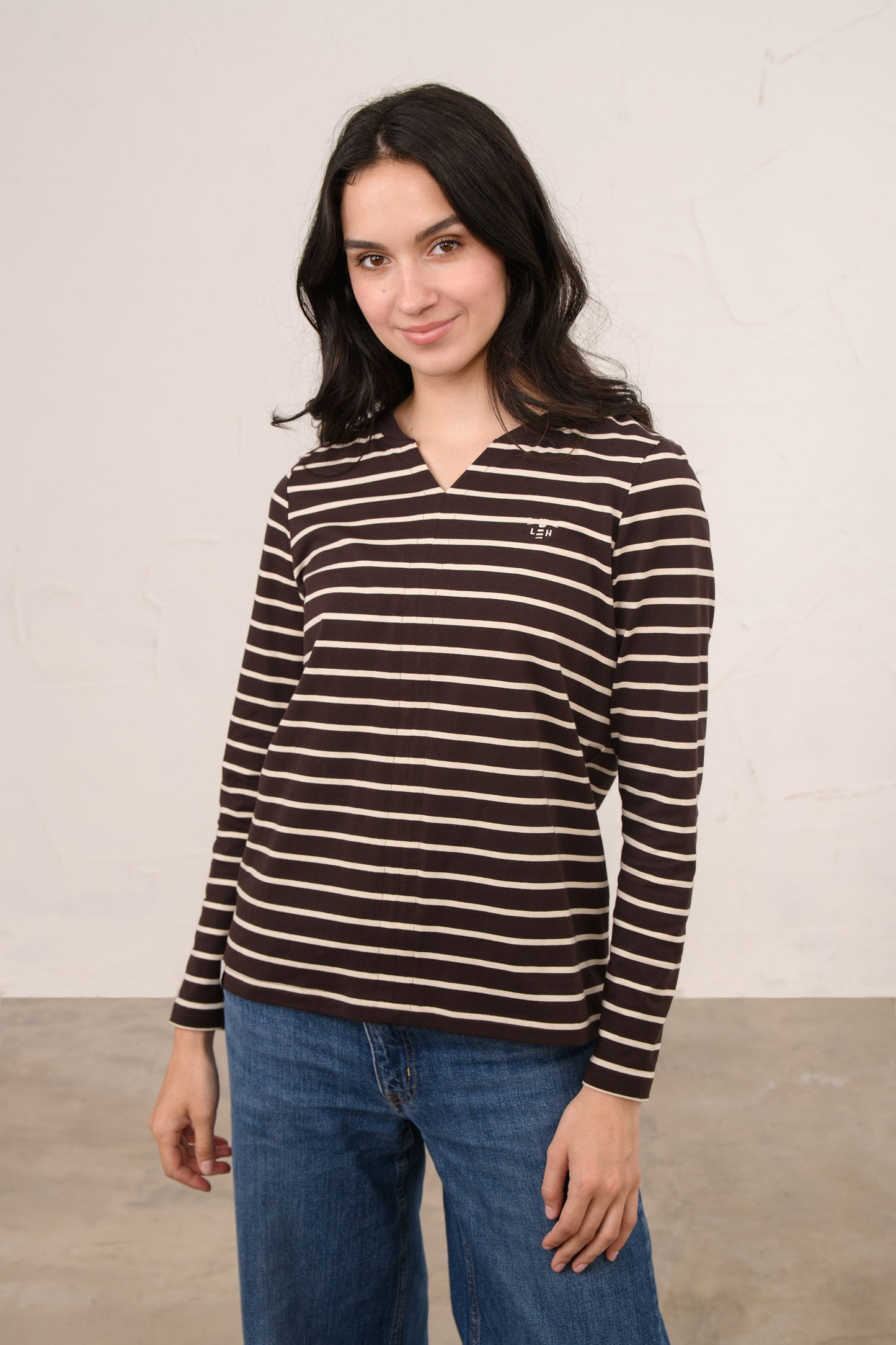 Sorcha Top - Cocoa Cream Stripe