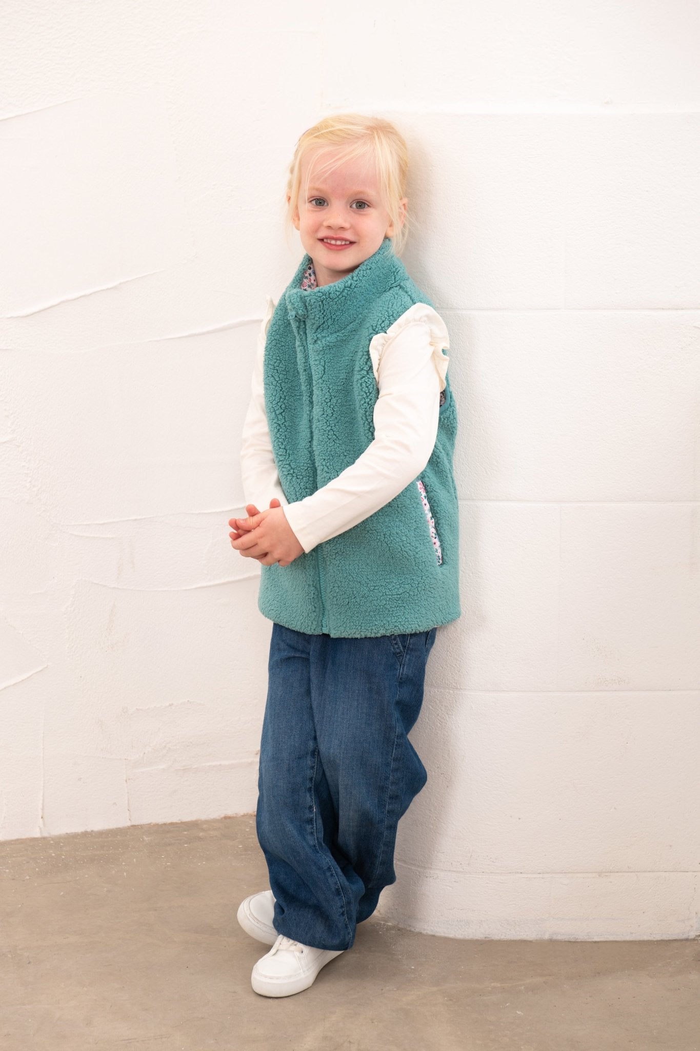 Amber Reversible Gilet - Teal Floral-Lighthouse