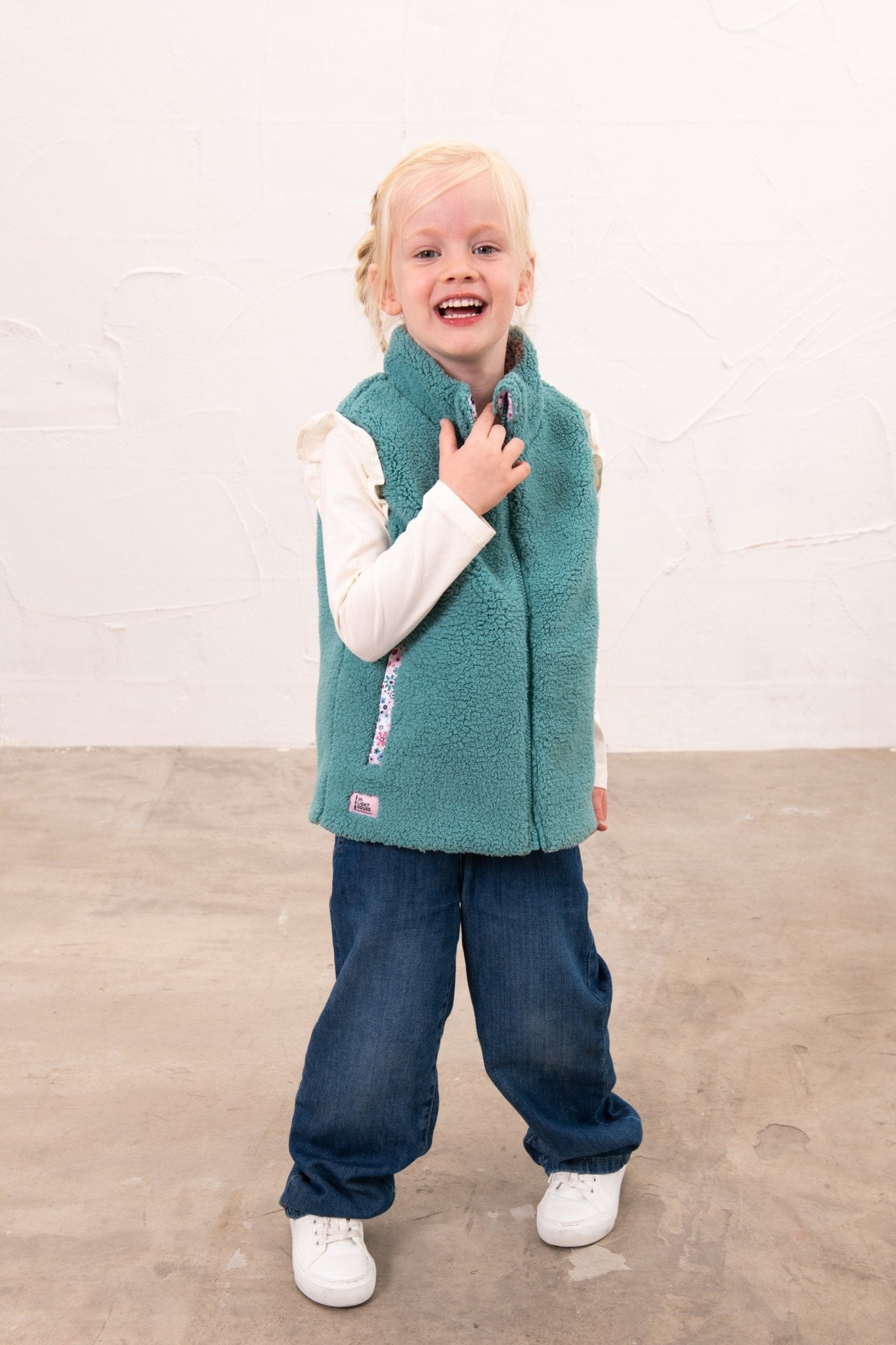 Amber Reversible Gilet - Teal Floral-Lighthouse