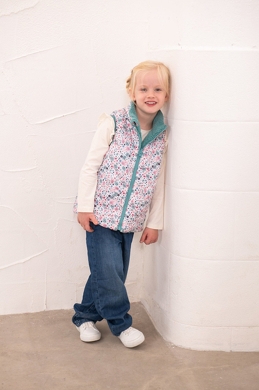 Amber Reversible Gilet - Teal Floral-Lighthouse