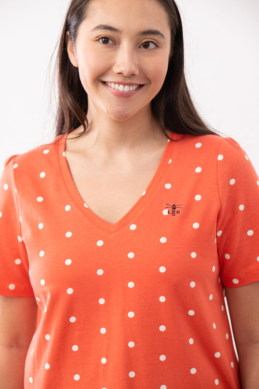 Ariana Tee - Coral Dot - Lighthouse