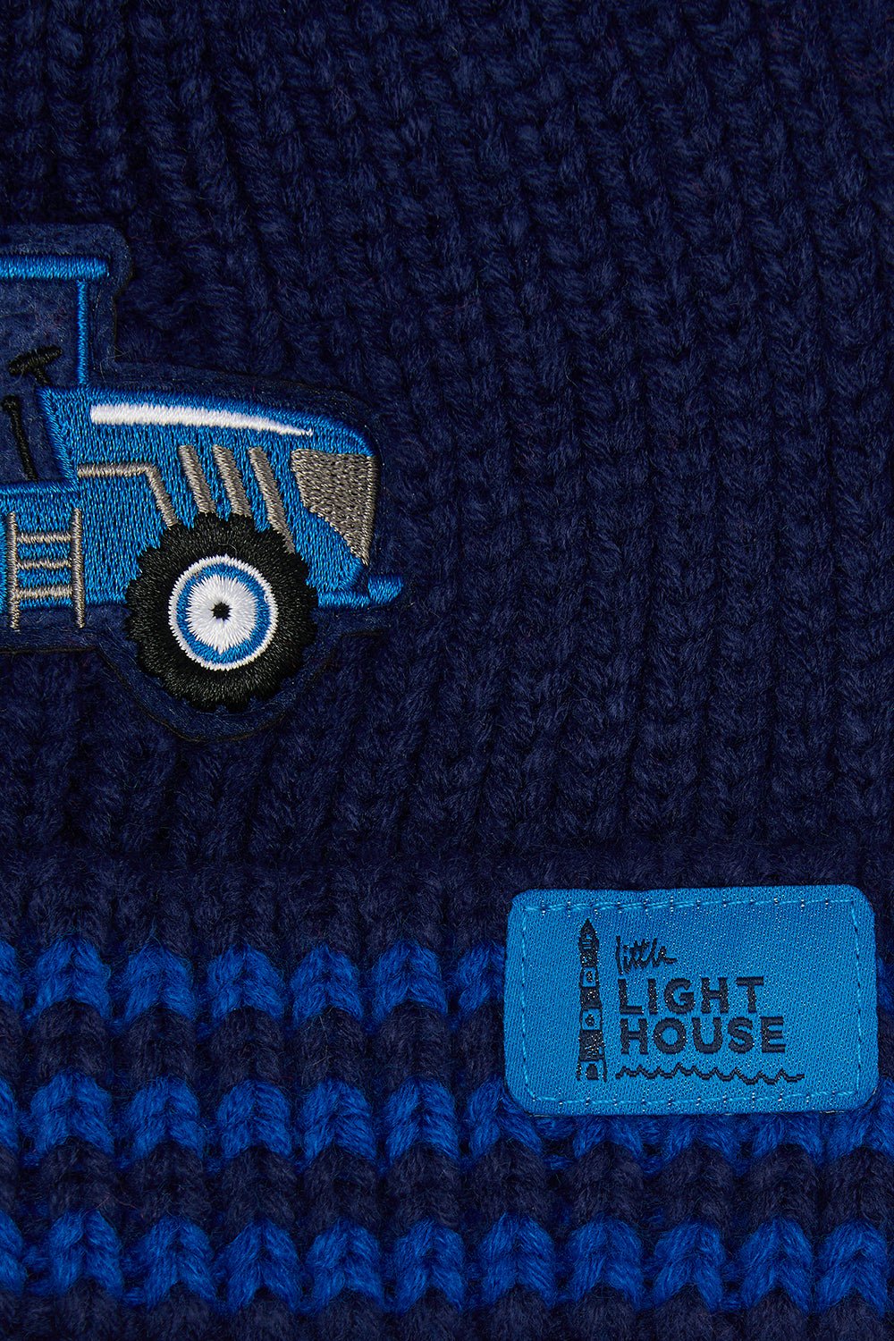 Bobbie Bobble Hat - Blue Tractor Striped - Lighthouse