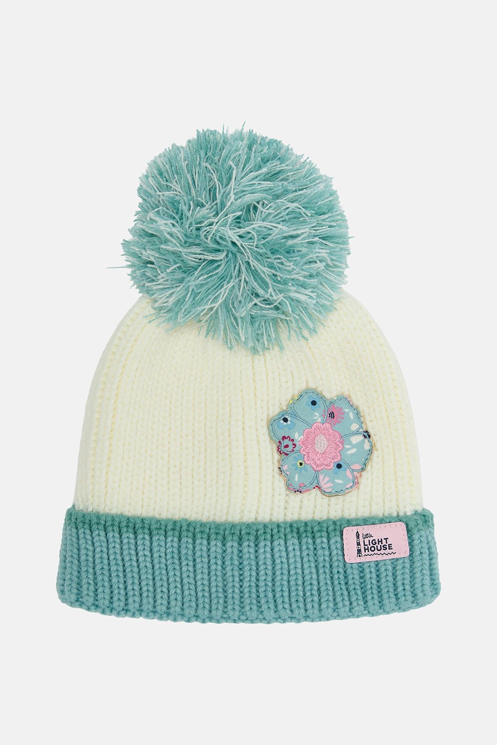 Bobbie Bobble Hat - Pastel Teal Floral-Lighthouse
