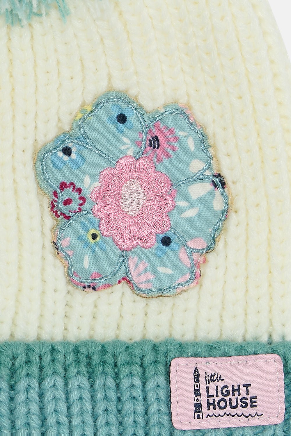 Bobbie Bobble Hat - Pastel Teal Floral-Lighthouse