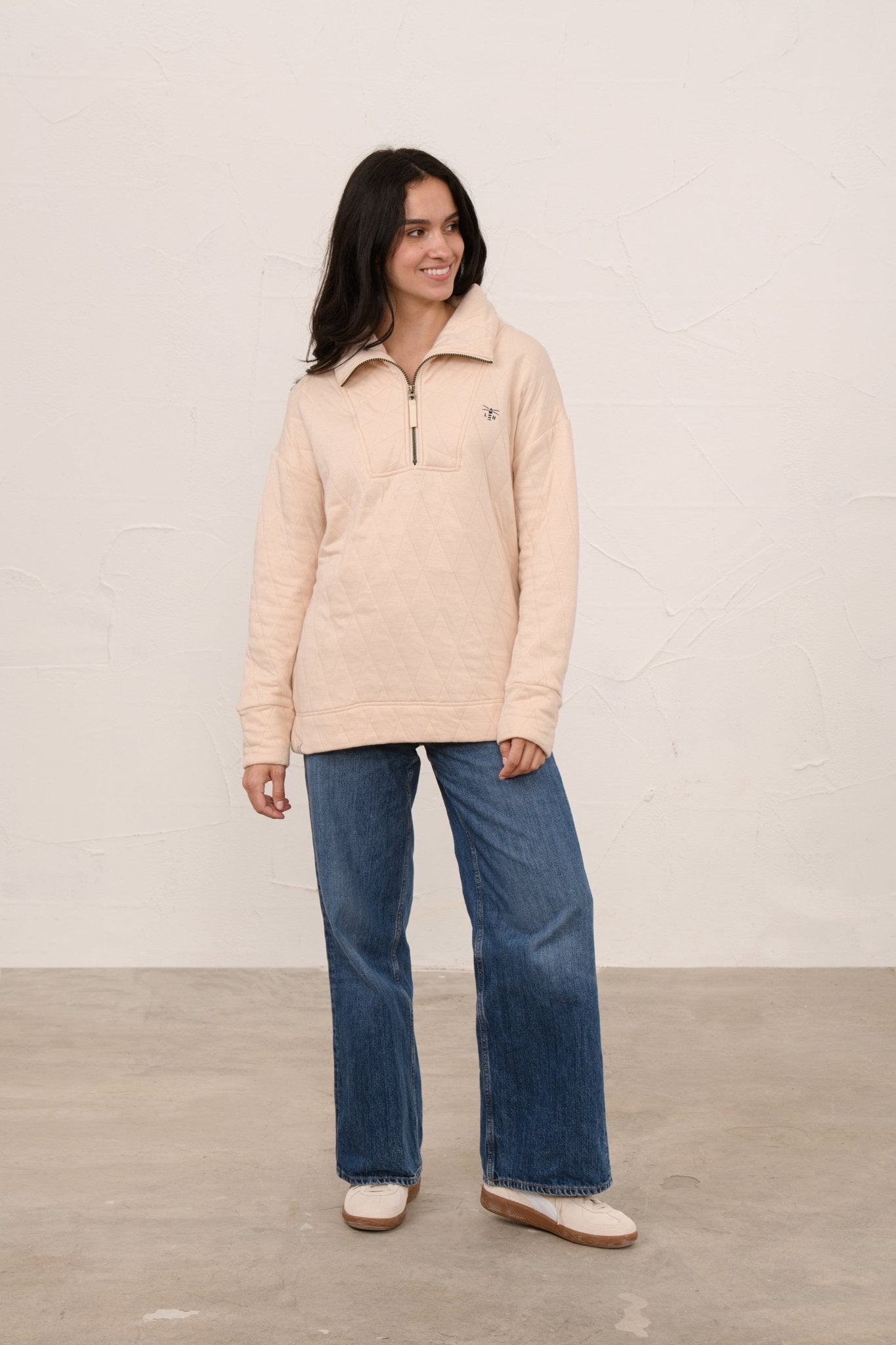 Cameron Quilted Quarter Zip - Irish Cream-Lighthouse