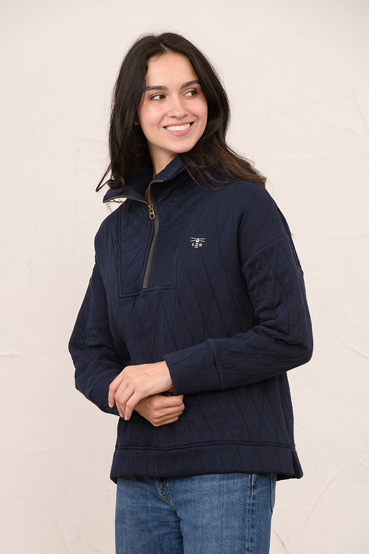 Cameron Quilted Quarter Zip - Navy-Lighthouse