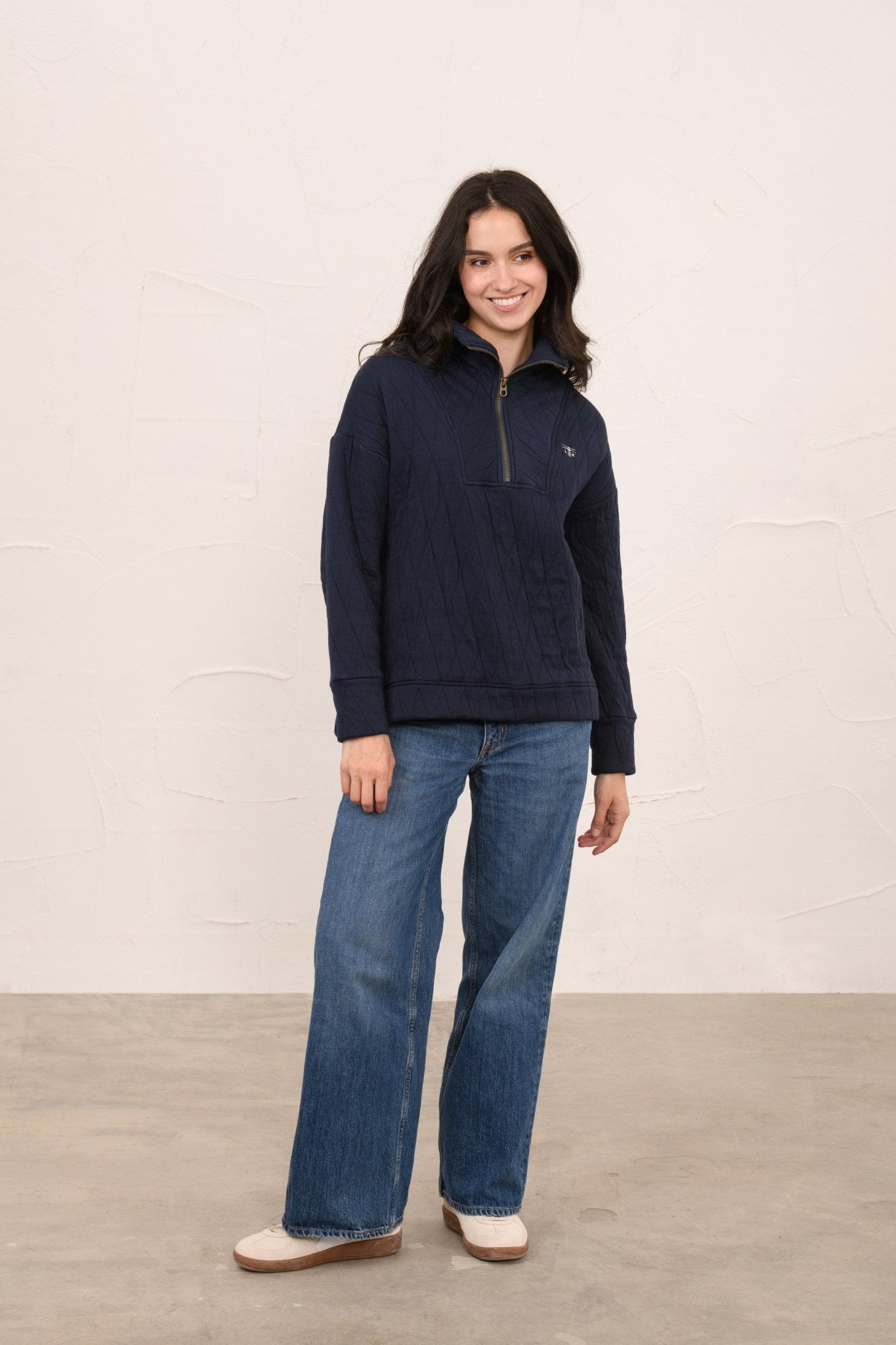 Cameron Quilted Quarter Zip - Navy-Lighthouse