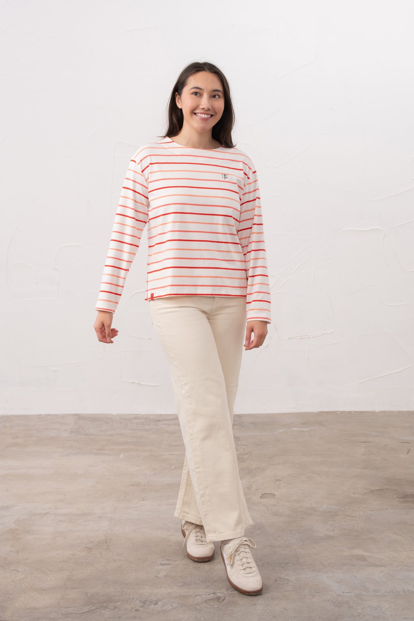 Causeway Breton Top - Coral Poppy Stripe - Lighthouse