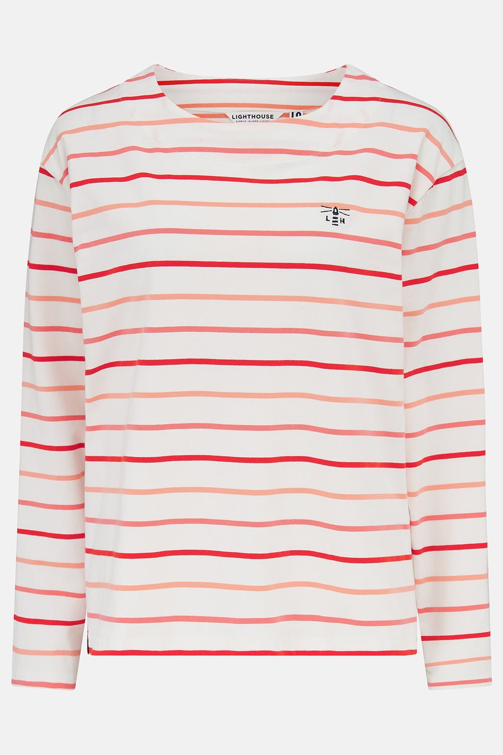 Causeway Breton Top - Coral Poppy Stripe - Lighthouse