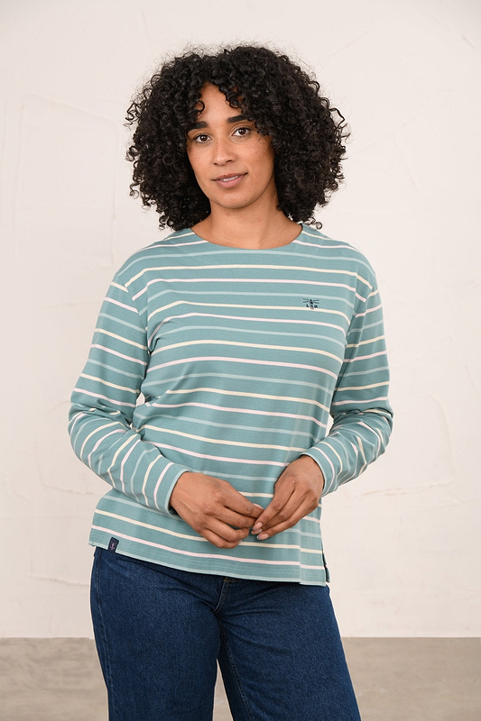 Causeway Breton Top - Duck Egg Pink Stripe-Lighthouse