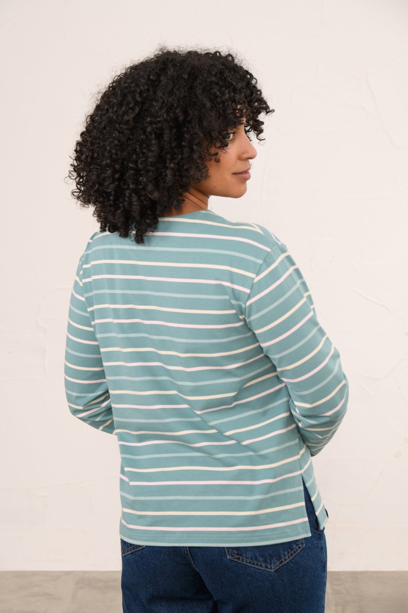 Causeway Breton Top - Duck Egg Pink Stripe-Lighthouse