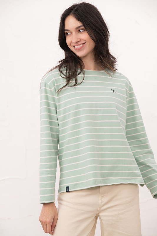 Causeway Breton Top - Soft Pistachio Stripe - Lighthouse