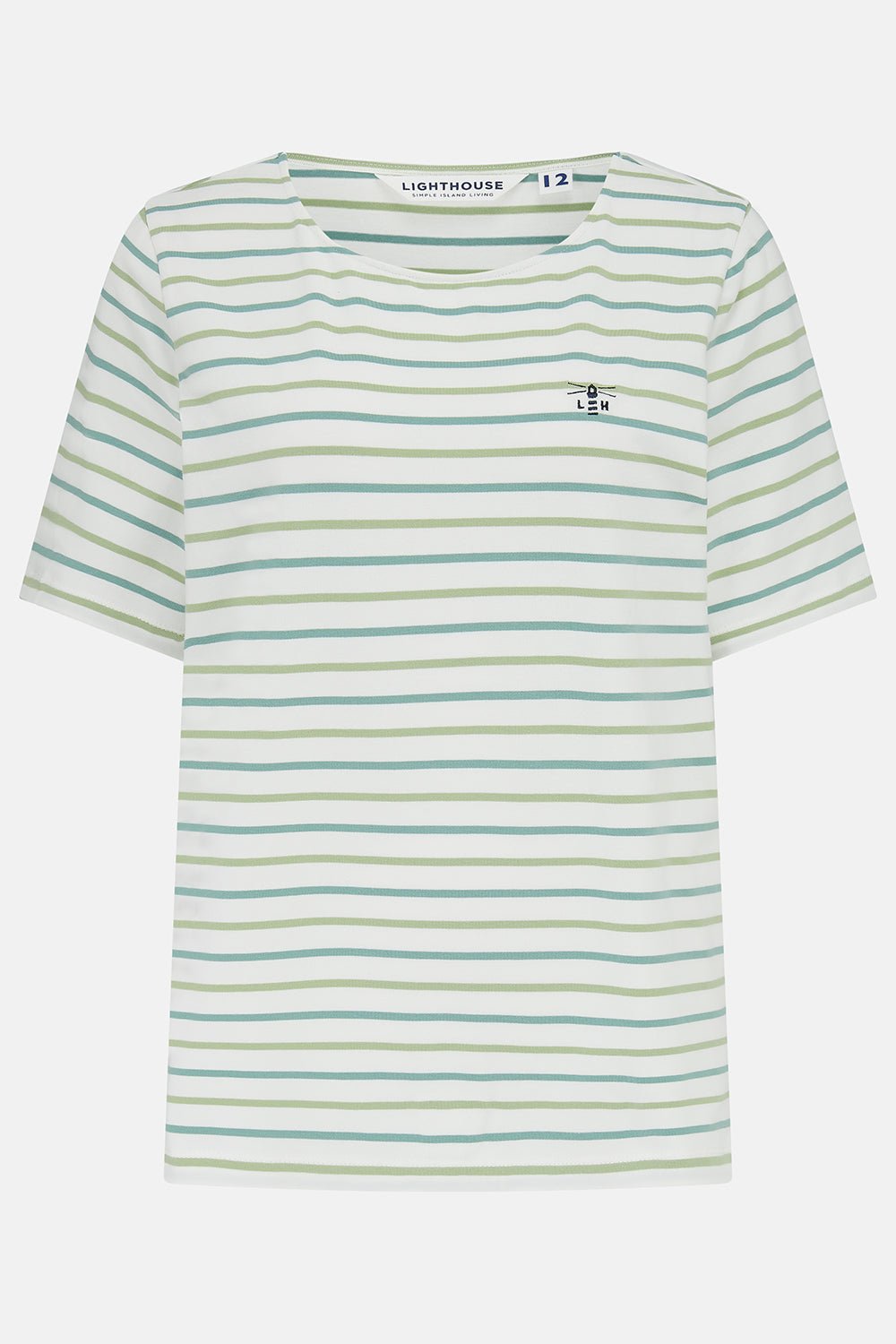 Causeway Tee - Pistachio Basil Stripe - Lighthouse