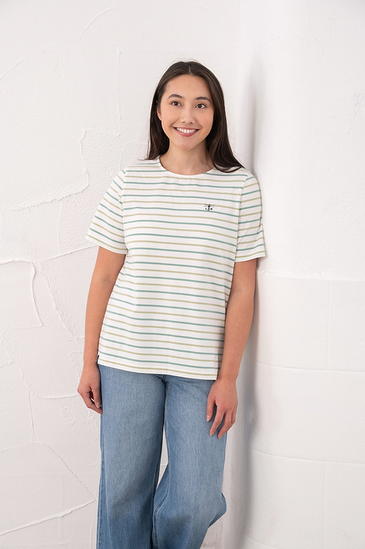 Causeway Tee - Pistachio Basil Stripe - Lighthouse