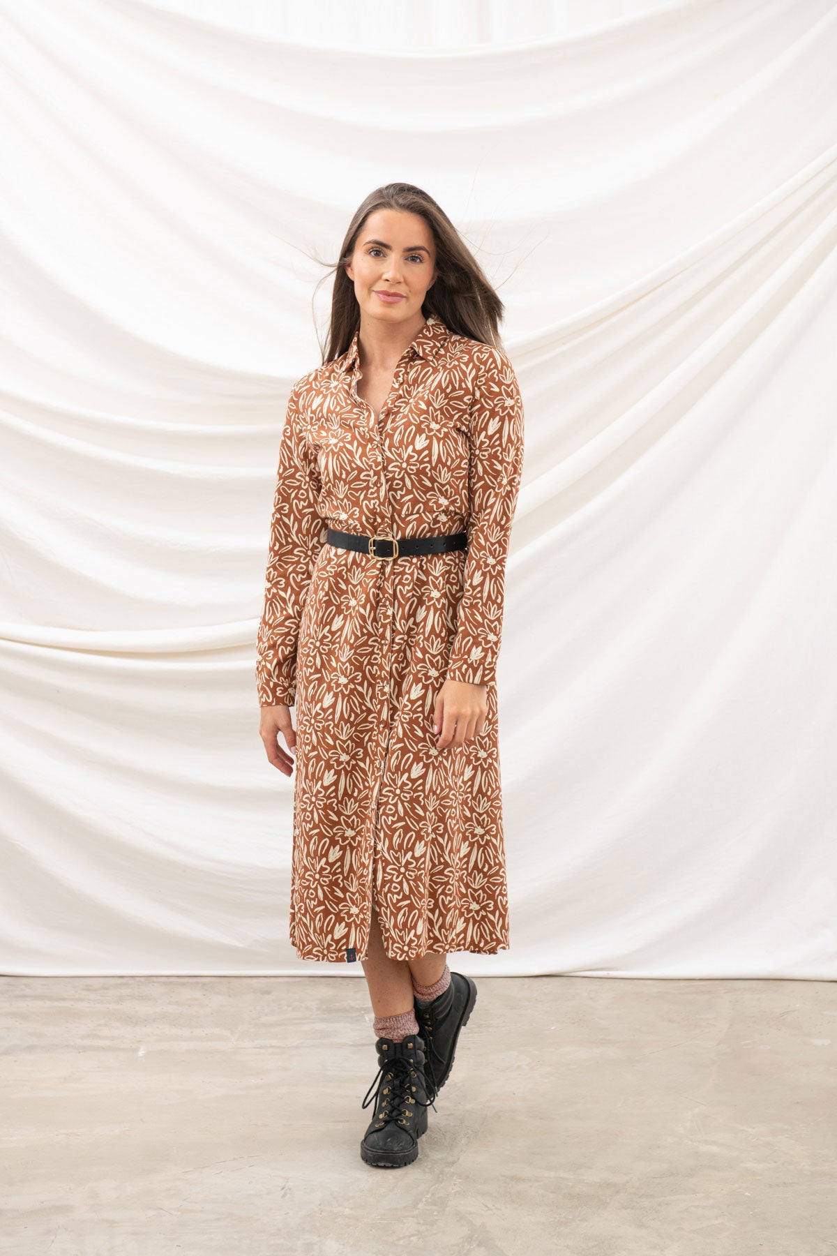 elsie floral midi dress Elsie. Women's Stretch Cotton Viscose Mix Dress