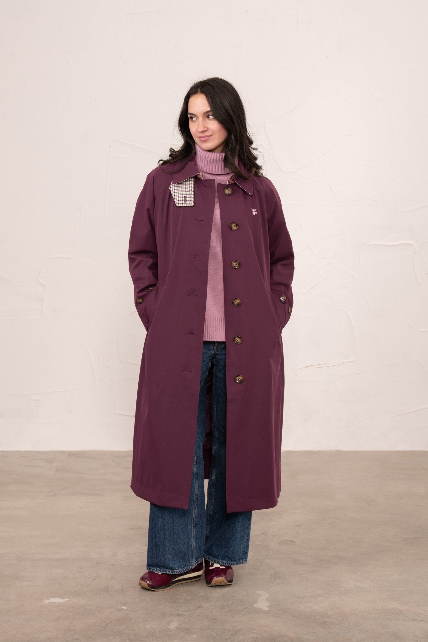 Harper Waterproof Trench Coat - Damson-Lighthouse