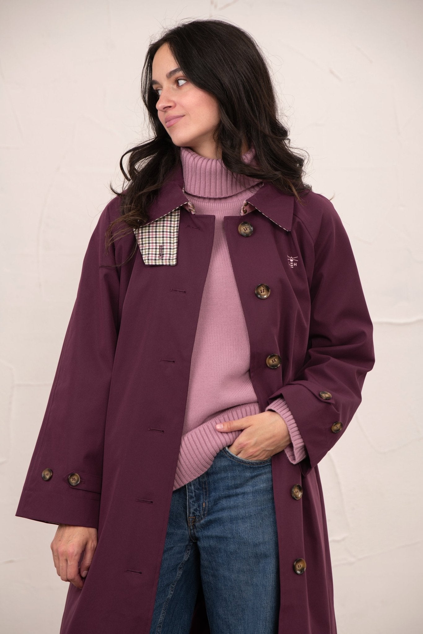 Harper Waterproof Trench Coat - Damson-Lighthouse