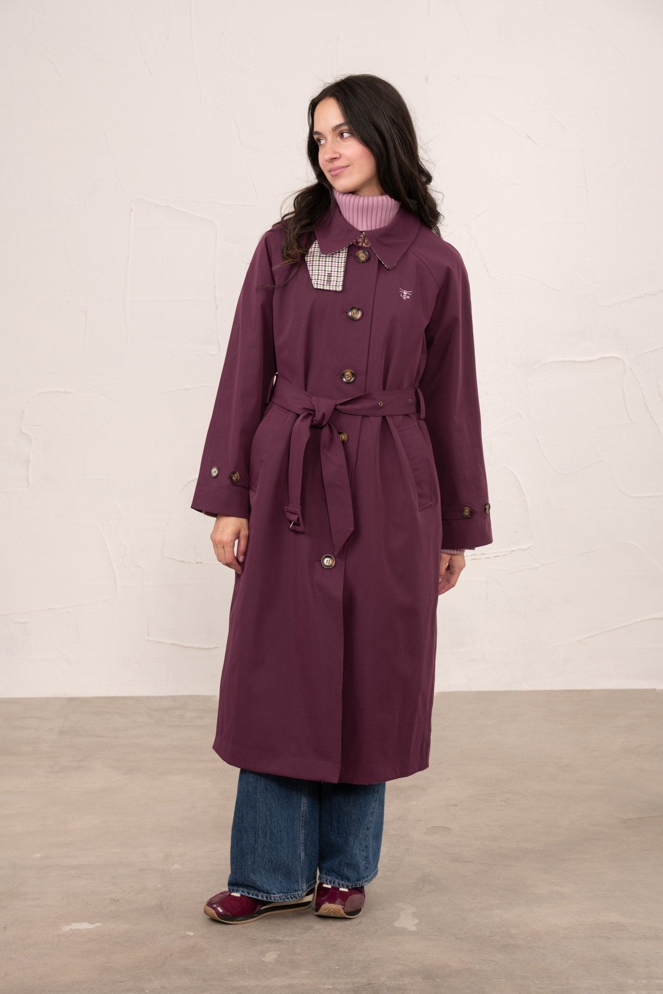 Harper Waterproof Trench Coat - Damson-Lighthouse