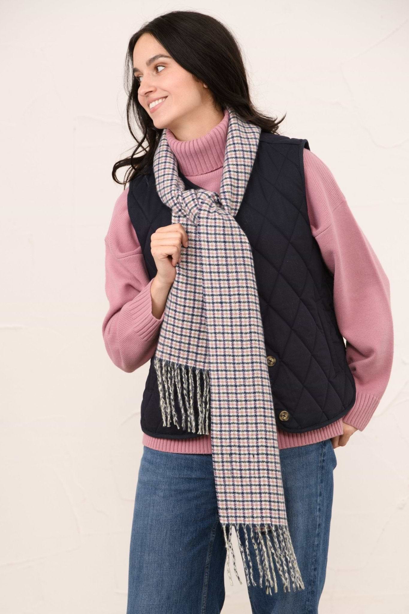 Heritage Scarf - Navy Pink Cocoa Check-Lighthouse