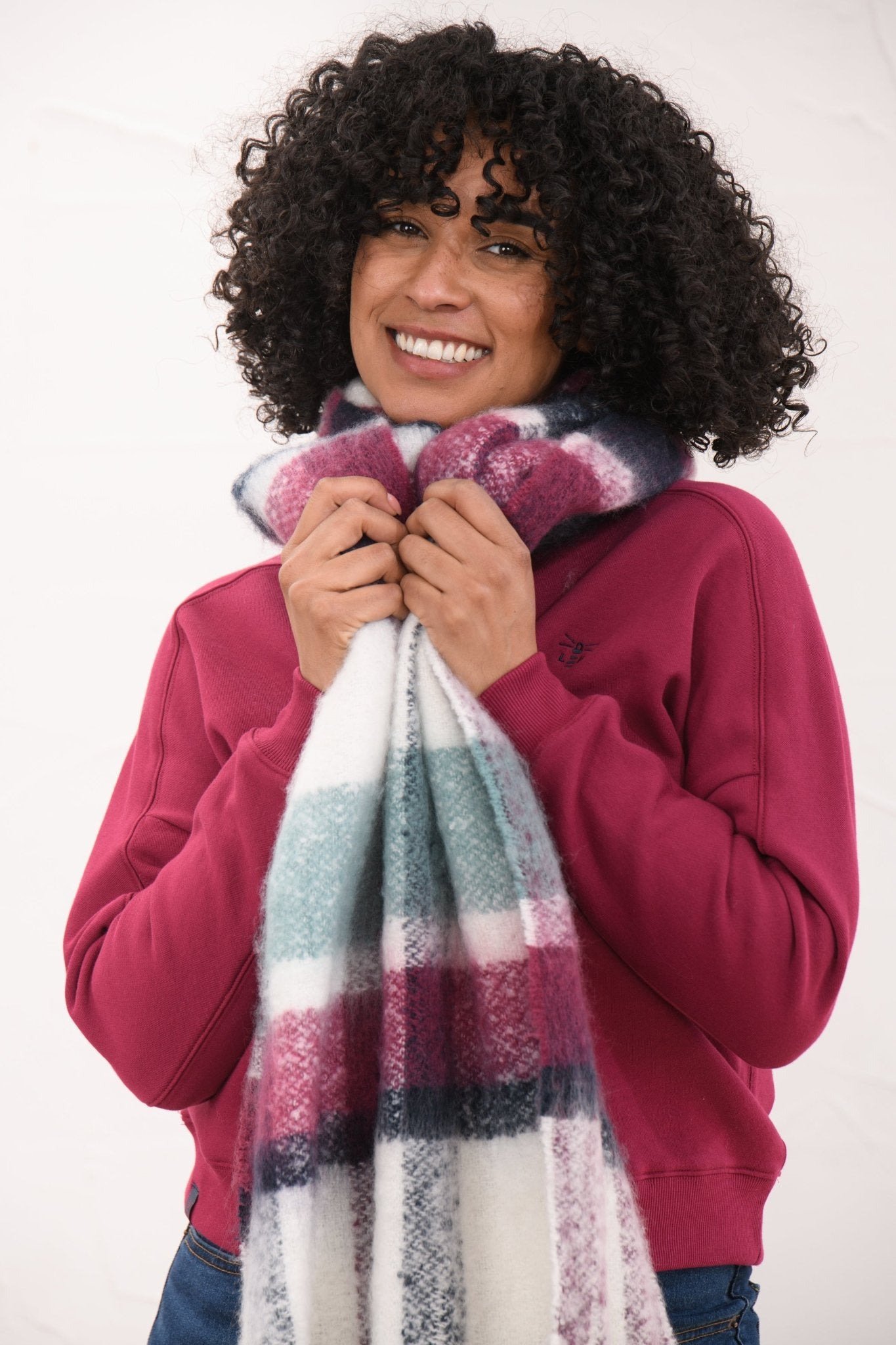 Lighthouse Scarf - Duck Egg Berry Navy-Lighthouse