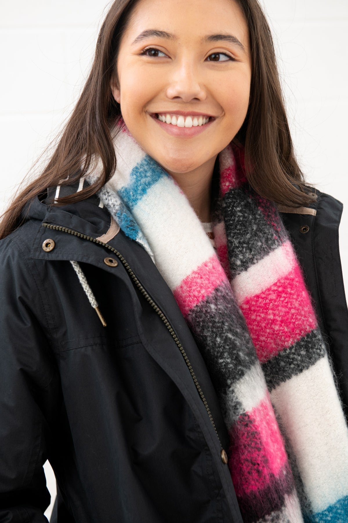 Lighthouse Scarf - Pink Deep Teal Black - Lighthouse