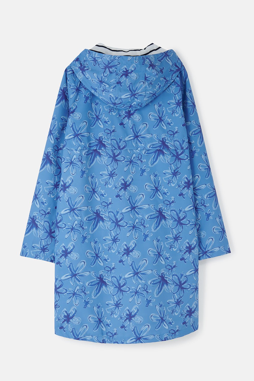 Long Beachcomber Jacket - Marine Blue Floral-Lighthouse