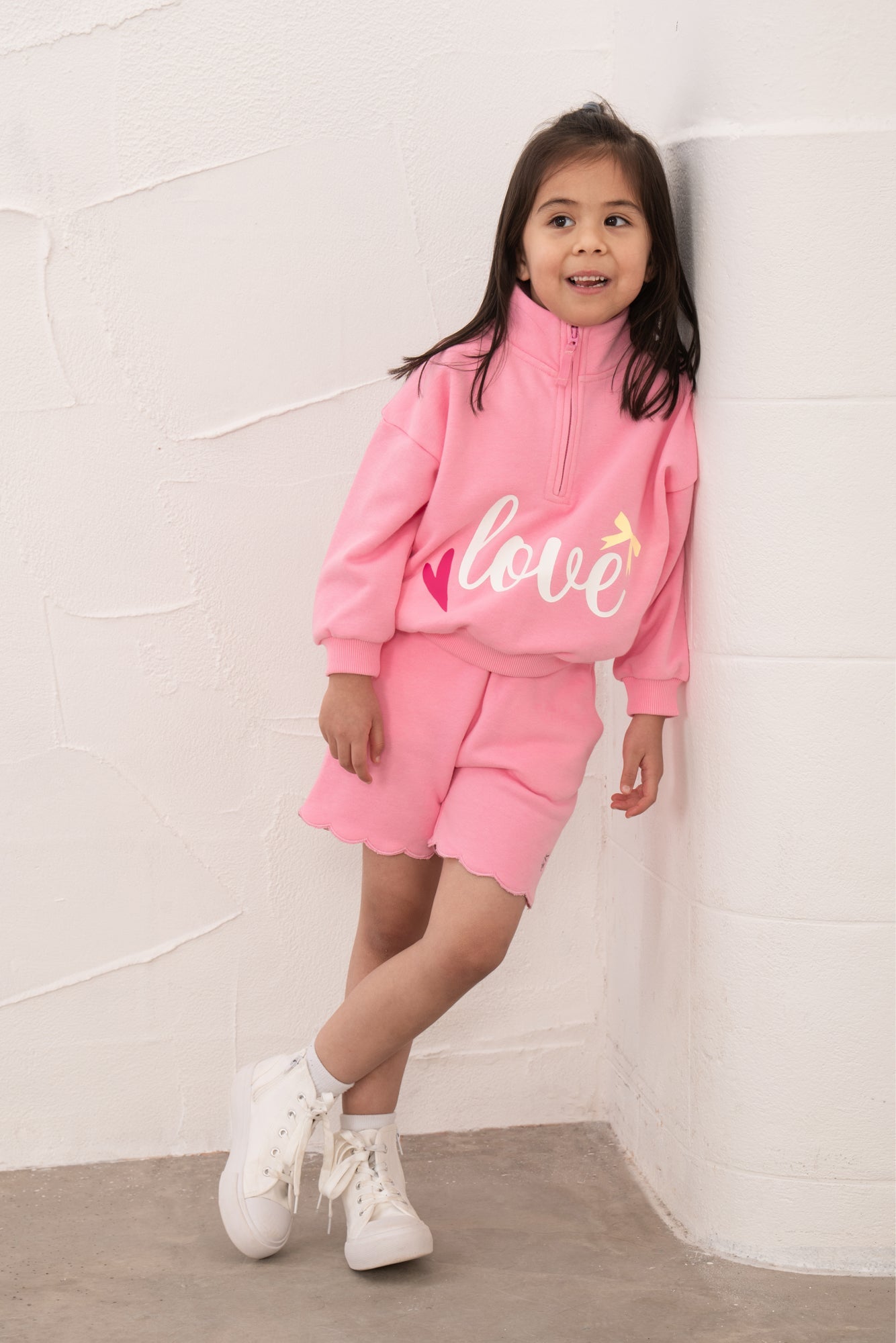 Luna Half Zip Sweatshirt - Fluro Pink - Lighthouse