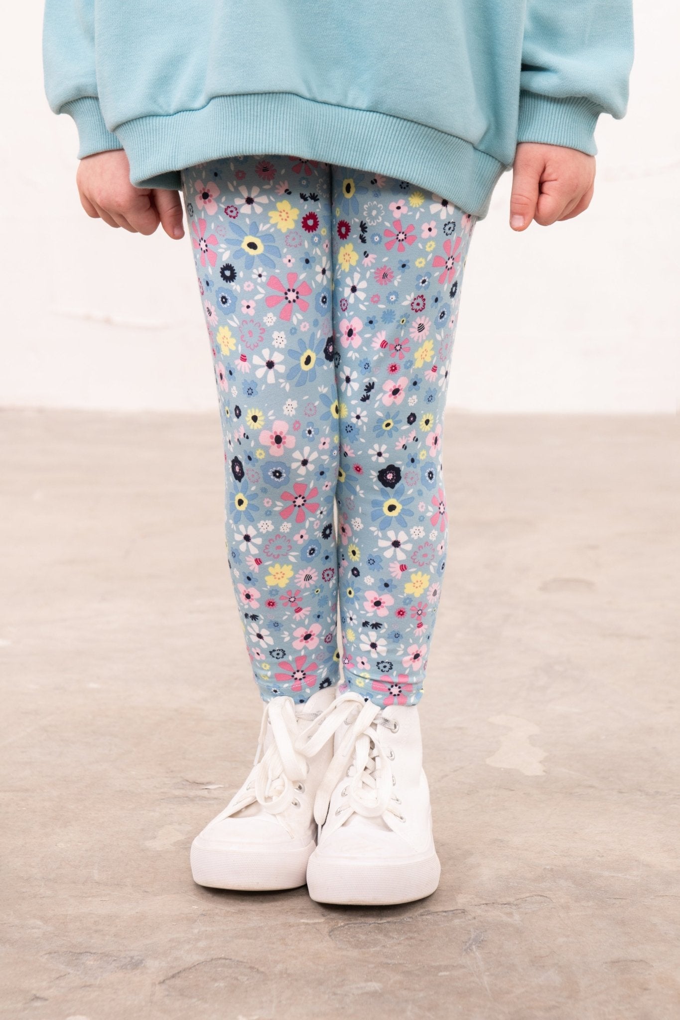 Mollie Leggings - Pastel Teal Floral-Lighthouse