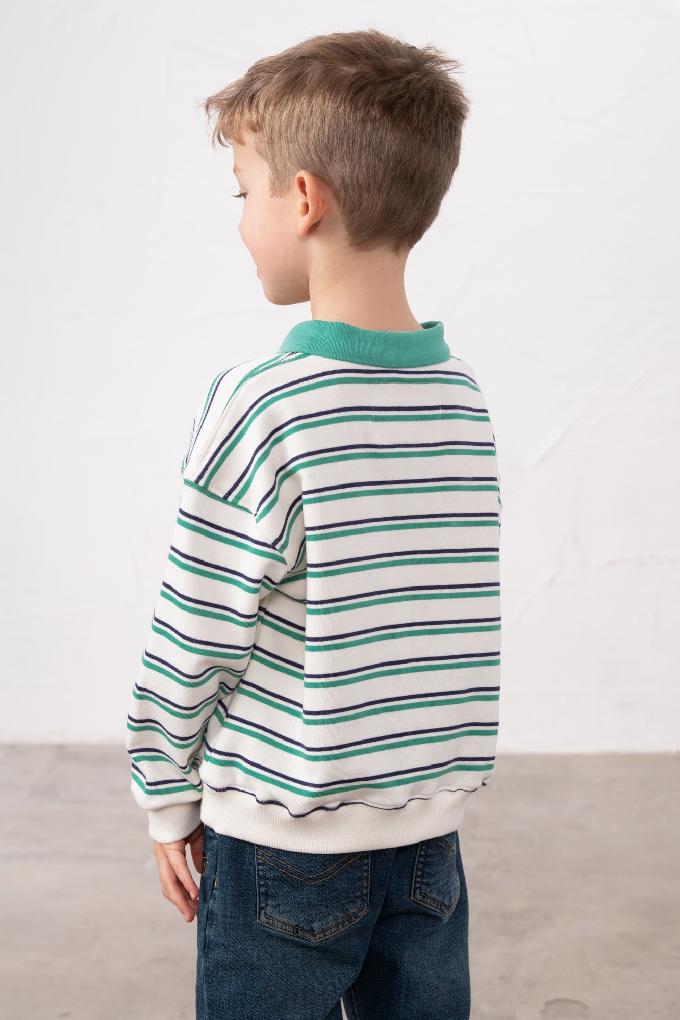 Myles Sweatshirt - Sea Green Navy Stripe - Lighthouse