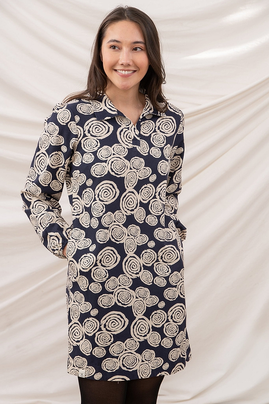 Nancy Dress - Navy Swirl - Lighthouse