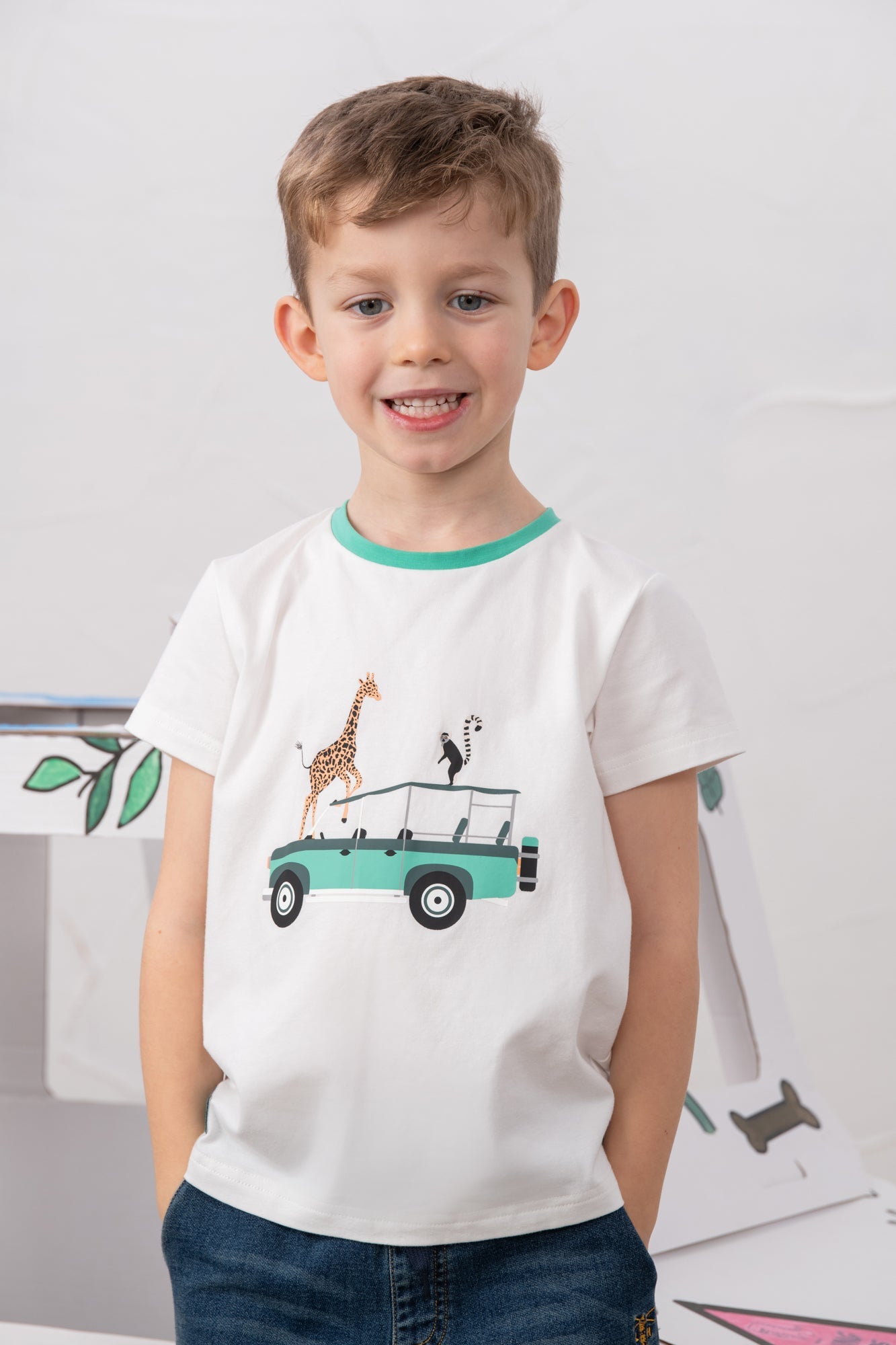 Oliver Short Sleeve Top - Animal Watch - Lighthouse