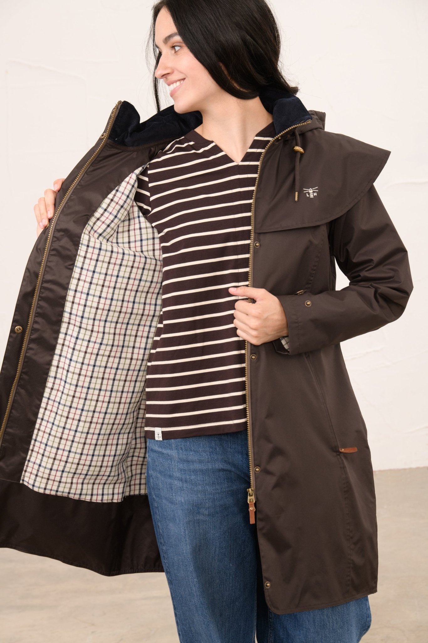 Outrider 3/4 Length Waterproof Raincoat - Chocolate-Lighthouse