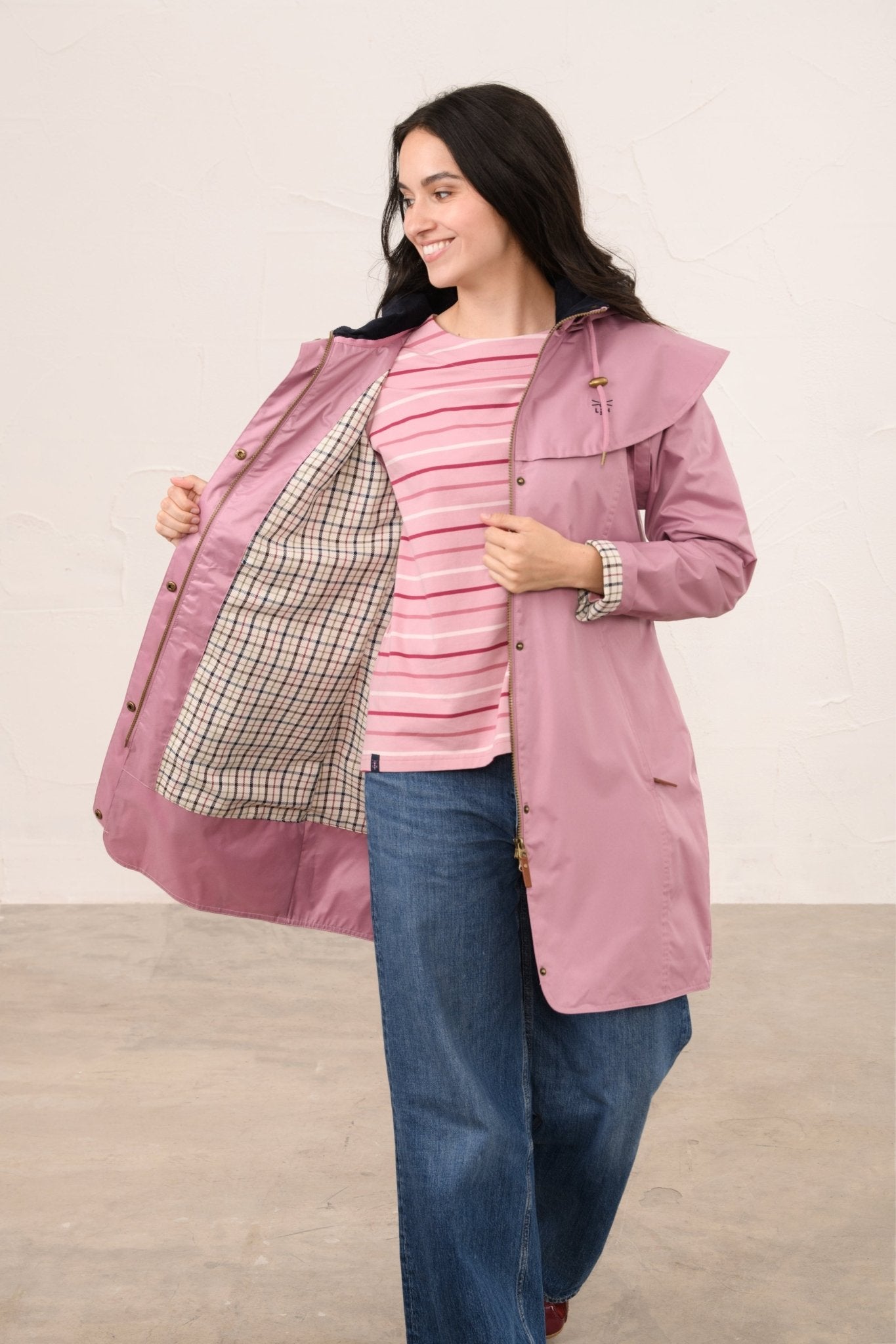 Outrider 3/4 Length Waterproof Raincoat - Wild Rose-Lighthouse