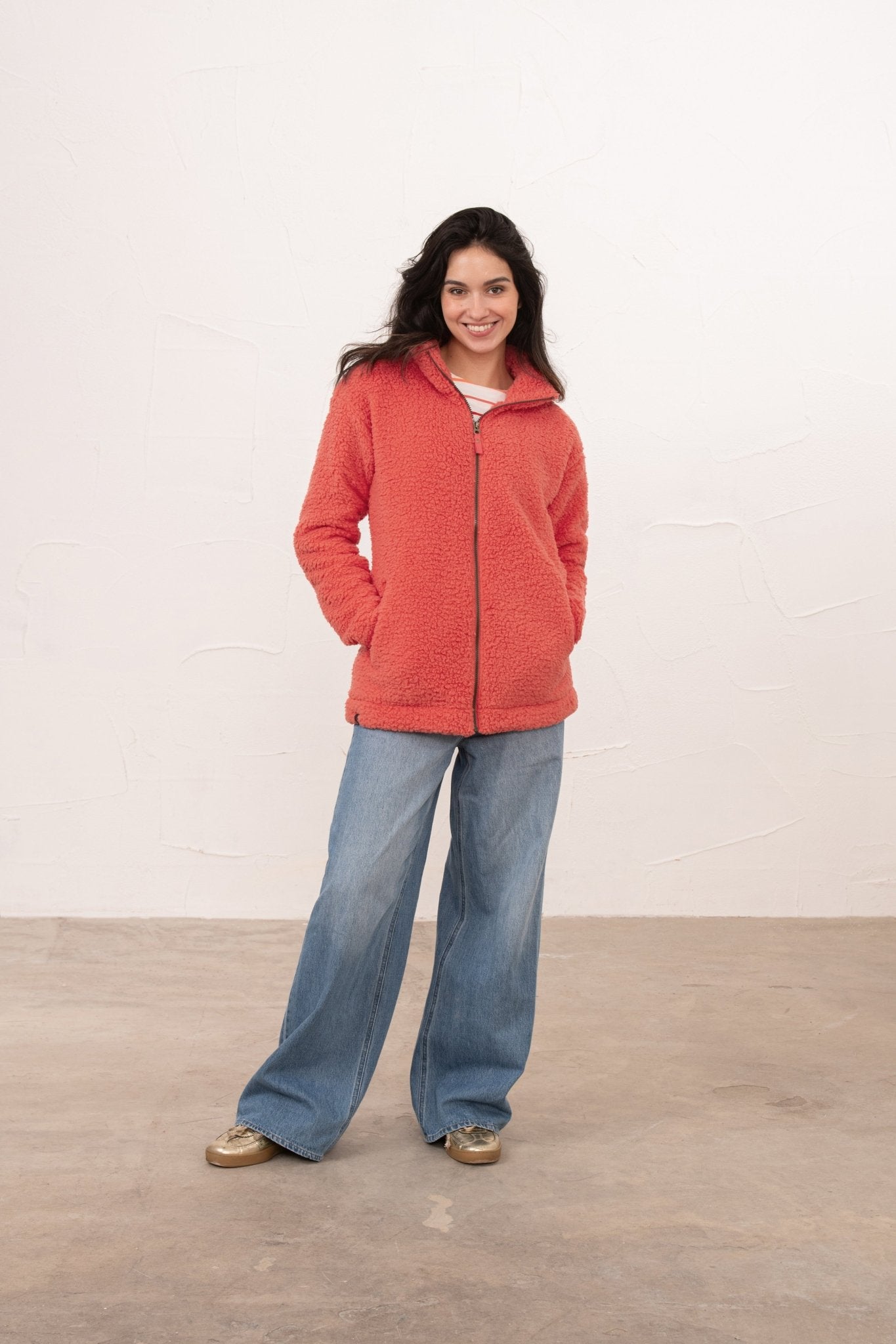 Seashell Full Zip Sherpa Fleece - Poppy - Lighthouse