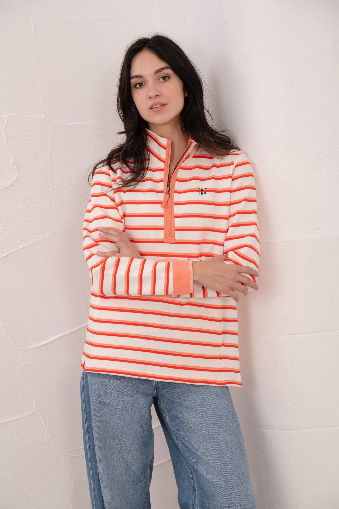 Shore Sweatshirt - Coral Poppy Stripe - Lighthouse
