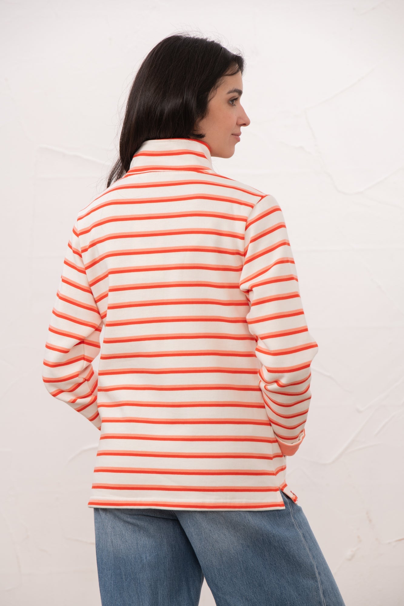 Shore Sweatshirt - Coral Poppy Stripe - Lighthouse