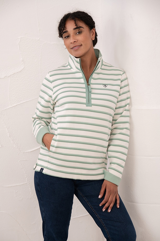 Shore Sweatshirt - Pistachio Basil Stripe - Lighthouse