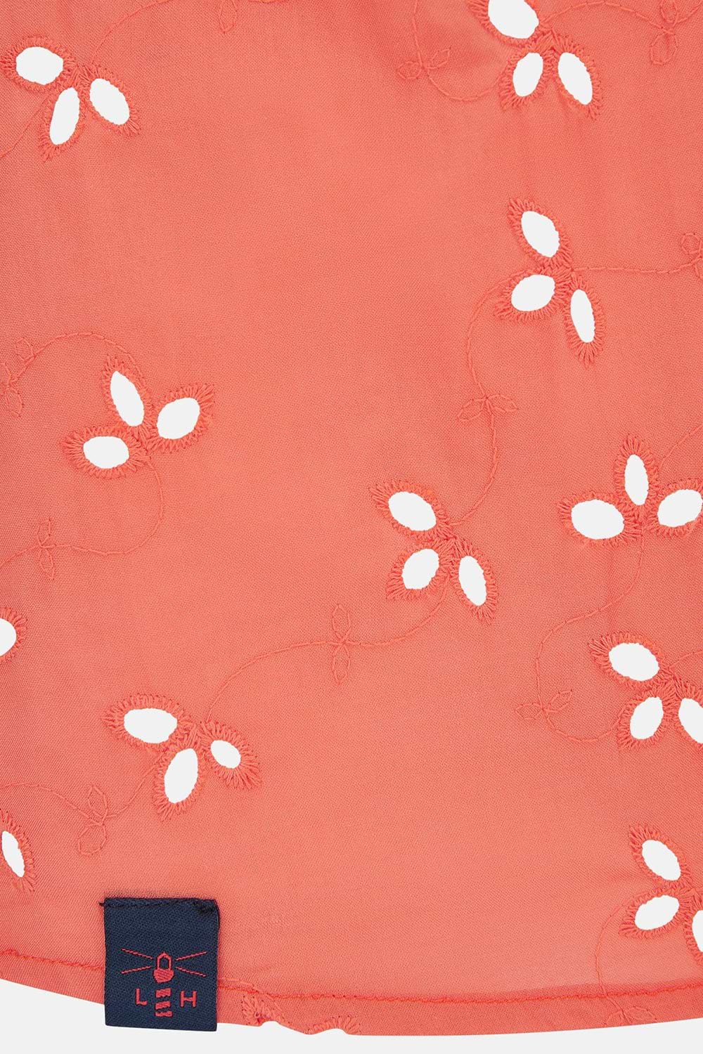 Thea Cotton Blouse - Coral Broderie Anglaise - Lighthouse