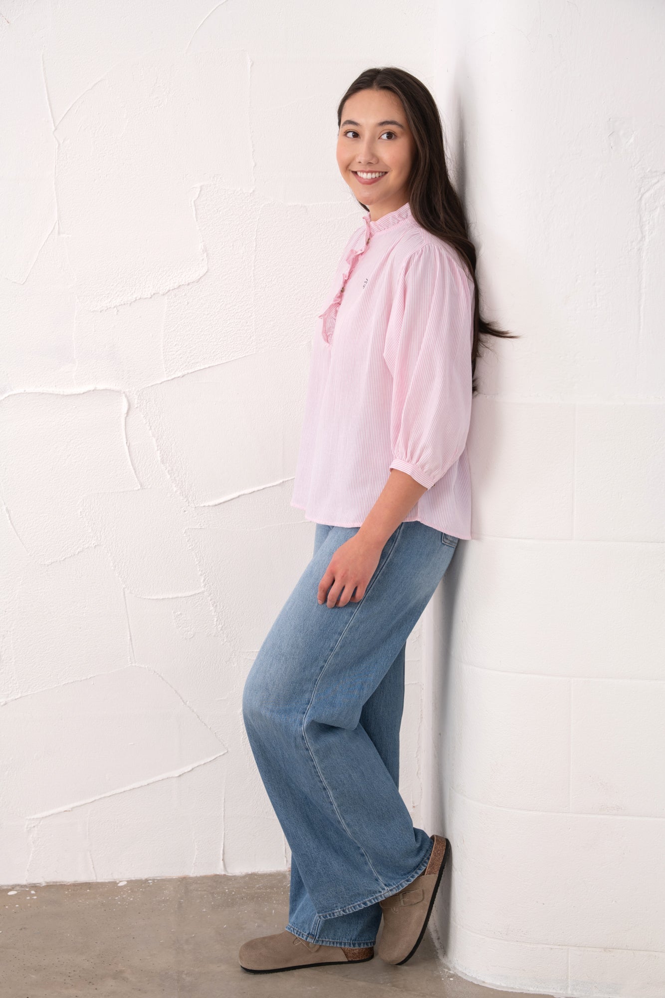 Thea Cotton Blouse - Pink Stripe - Lighthouse