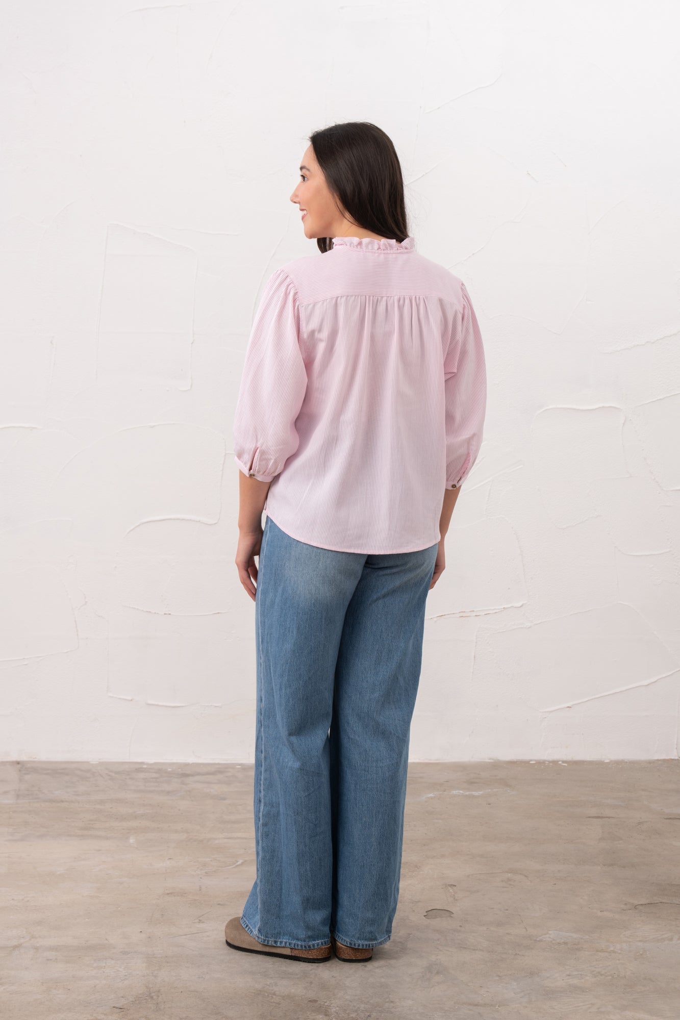 Thea Cotton Blouse - Pink Stripe - Lighthouse